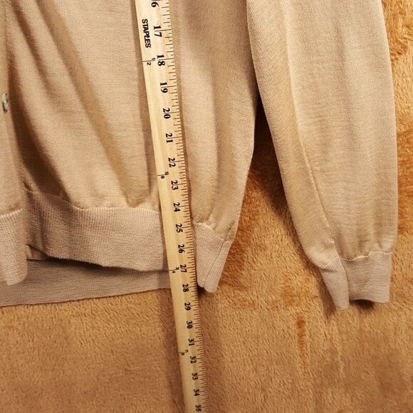 JOSHUA SANDERS Sweater Mens Large Tan PIXEL Cardigan Smiley Face 100% Wool $399 - Picture 8 of 9